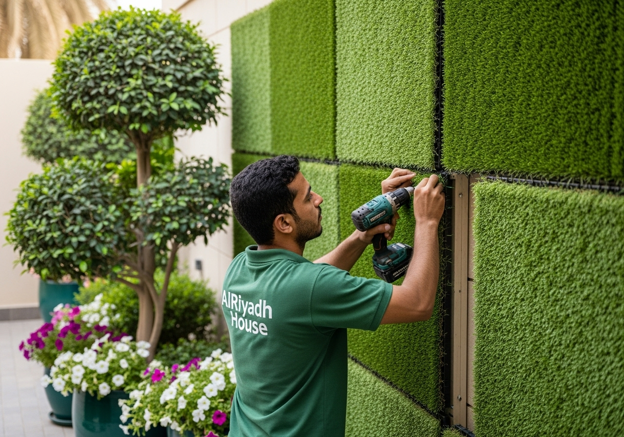 تركيب العشب الجداري-تنسيق الحدائق بالرياض