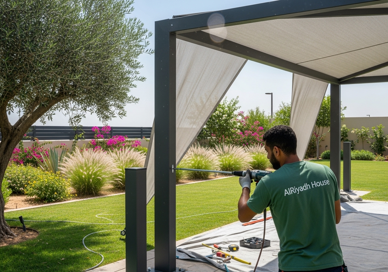 تركيب المظلات والسواتر-تنسيق الحدائق بالرياض
