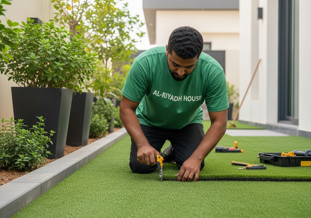 تركيب العشب الصناعي-تنسيق الحدائق بالرياض